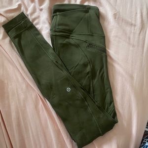 Lulu lemon fleece lined leggings in army green